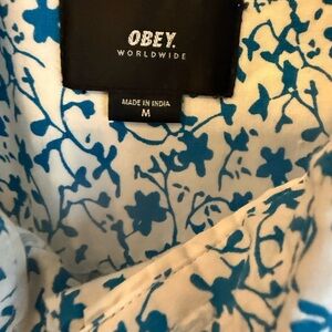 Obey Men's Blue Floral Shirt